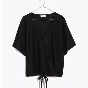 Madewell drapey ottoman jacquard wrap top faux wrap shirt